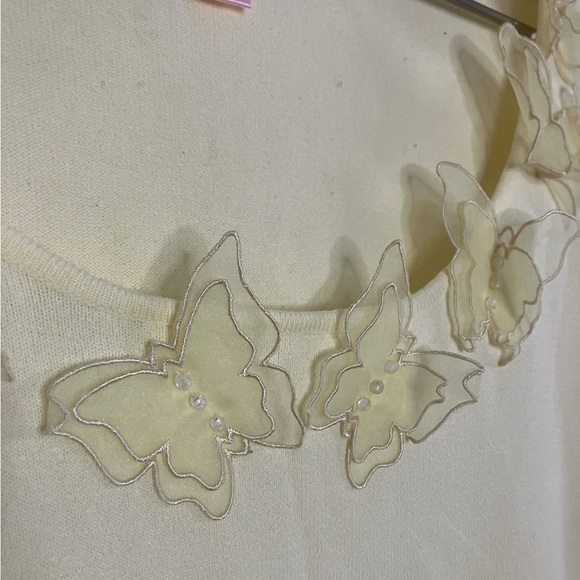 Fairy Butterfly Knit Lightweight Sweater XL Coquette Feminine Y2K Butter Yellow - Picture 2 of 5